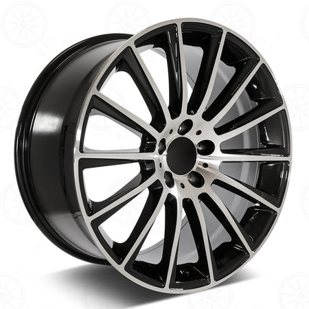 OE Style Wheels 22-inch AMG style black machined staggered wheels for Mercedes E-Class, CLS, S-Class models.