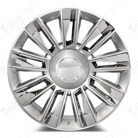 22-inch diamond-style alloy wheels by OE Style Wheels for Cadillac Escalade Luxury and Sport models, showcasing a polished, premium finish.