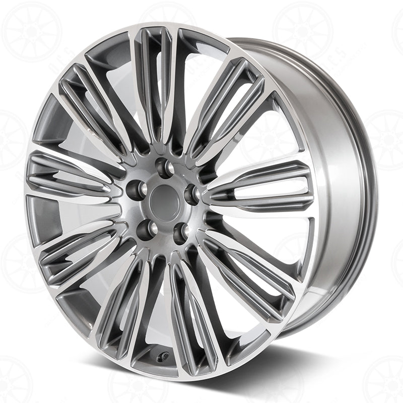 22-inch Gunmetal Machined Wheels by OE Style Wheels for Range Rover Evoque S, SE and Velar S, SE with sleek automotive rim design.