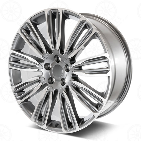 22-inch Gunmetal Machined Wheels by OE Style Wheels for Range Rover Evoque S, SE and Velar S, SE with sleek automotive rim design.