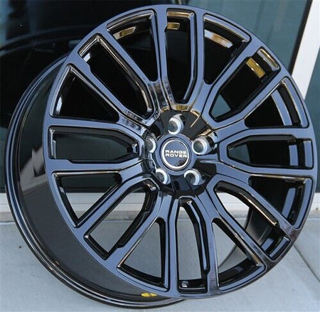 Set of four OE Style Wheels 22-inch gloss black rims for Range Rover Defender, Discovery, LR3, LR4, HSE, Sport, SVR, and Autobiography.