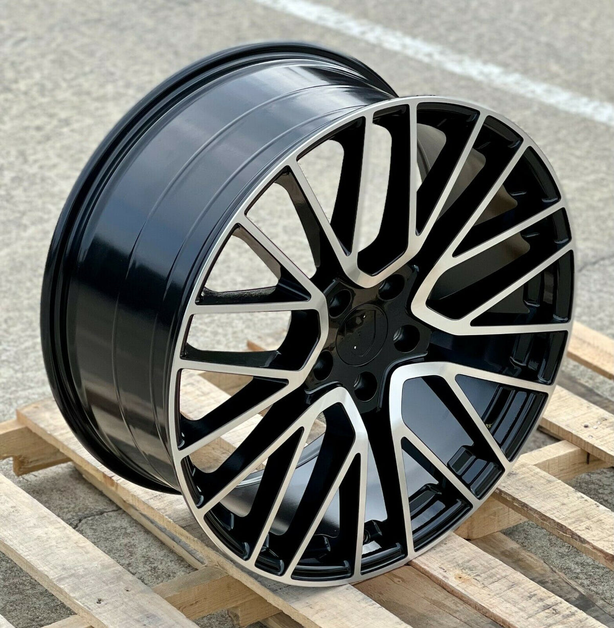 22-inch GTS Coupe style black machined wheels by OE Style Wheels on Porsche Cayenne GTS Diesel Hybrid Turbo SUV.