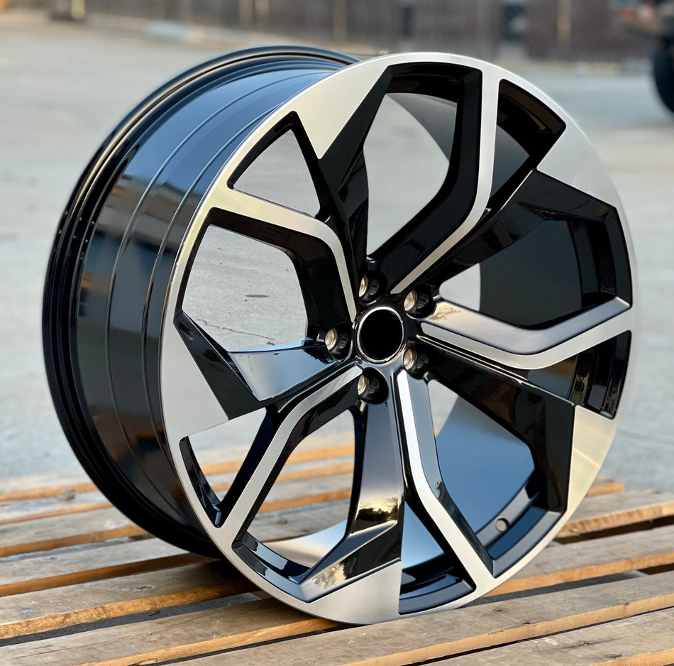 22-inch OE Style Wheels RS design black machined automotive rims fitting Audi A7 S7 Q5 Q7 Q8 SQ7 RSQ8 Etron models