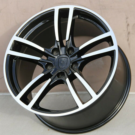 22-inch OE Style Wheels Turbo Style black machined rims for Porsche Cayenne GTS Diesel Hybrid Turbo, automotive wheels with a sleek finish.