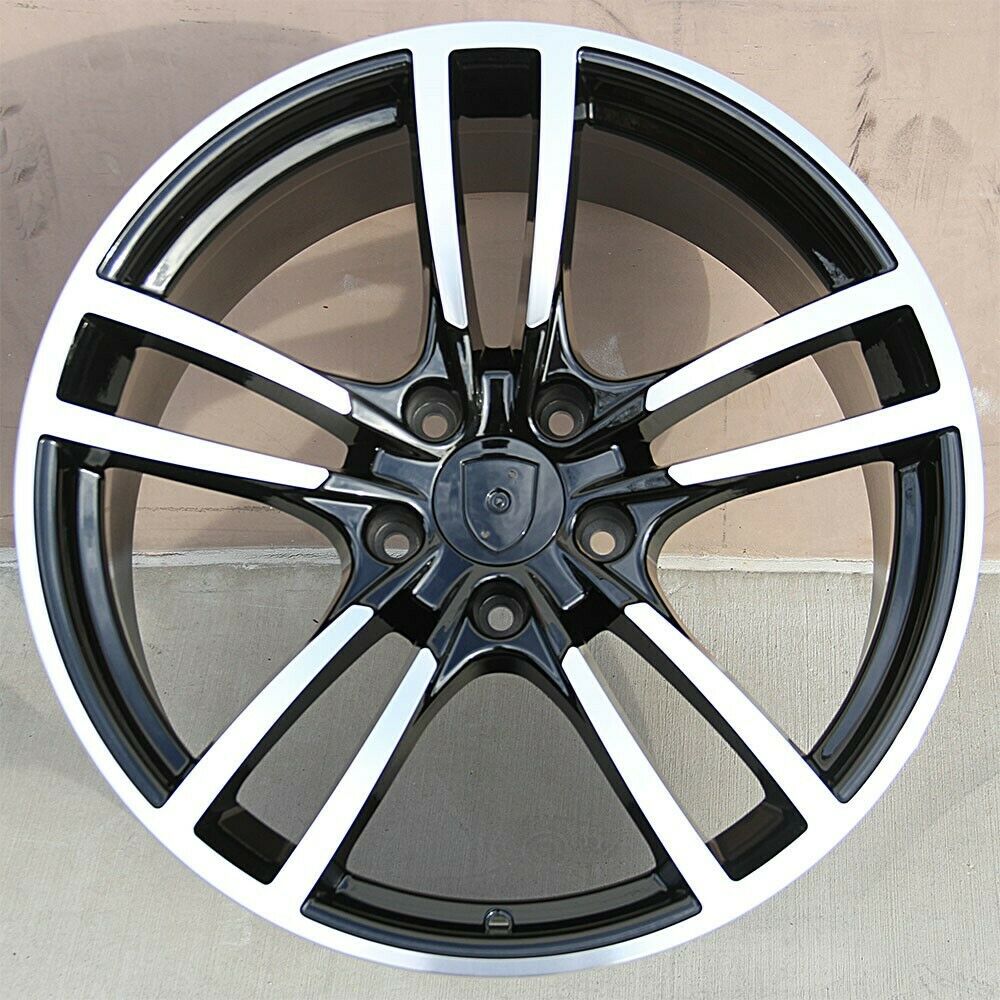 22-inch black machined turbo style wheels by OE Style Wheels on a Porsche Cayenne GTS Diesel Hybrid showing the sleek automotive rims.