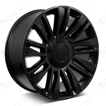 26-inch black diamond-style OE Style Wheels rims for Cadillac Escalade luxury and sport models, showcasing sleek automotive wheel design.