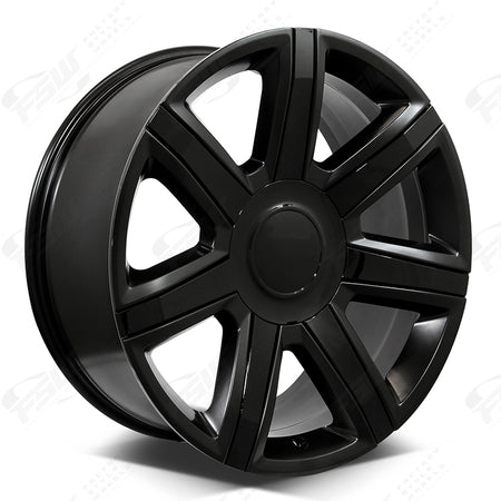26-inch OE Style Wheels in black for Cadillac Escalade luxury and sport models, showcasing the sleek automotive rim design.