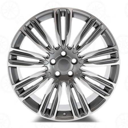 24-inch gunmetal machined wheels by OE Style Wheels for Range Rover Evoque S, SE and Velar S, SE with stylish multi-spoke design.