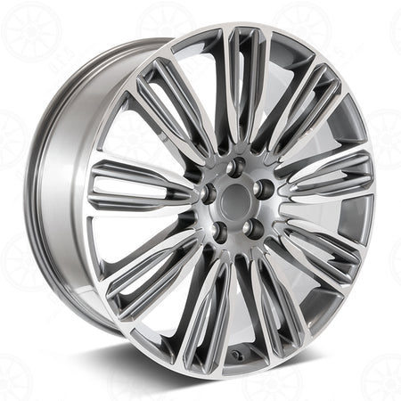 24-inch OE Style Wheels in gunmetal finish with machined accents for Range Rover Evoque and Velar S SE models.
